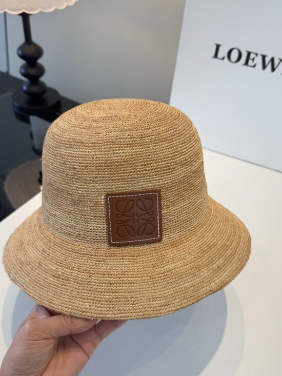 LOEWE Natural Woven Straw Bucket Hat